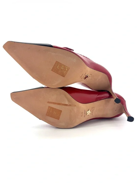 Christian Dior Spectadior Buckle Brogue Maryjane Cap Toe Pointed Toe Pumps 37.5 - Picture 8 of 9